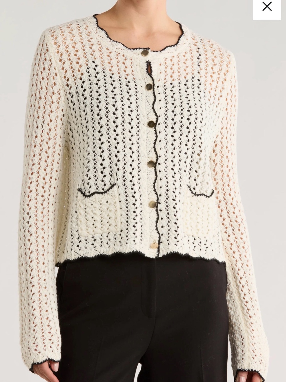 NWT Gemma+Jane Scallop Edge Open Stitch Cardigan Size XL